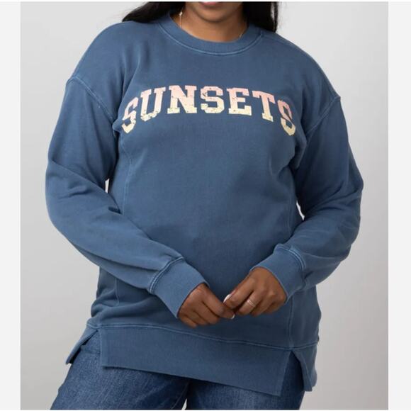 C&C California Sunwashed Sweatshirt Sunsets Terry Crewneck Pullover Sz: L - Picture 1 of 7